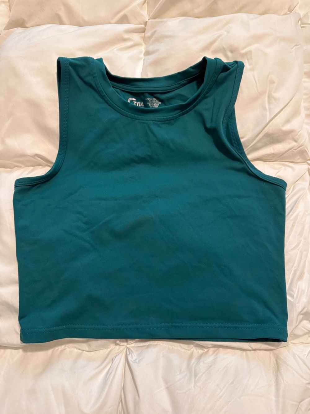 ZYIA Active Teal Crew Crop Tank